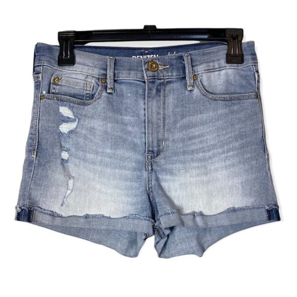 Denizen Levi's Woman High-Rise Shortie Light Wash Distressed Shorts 29 W